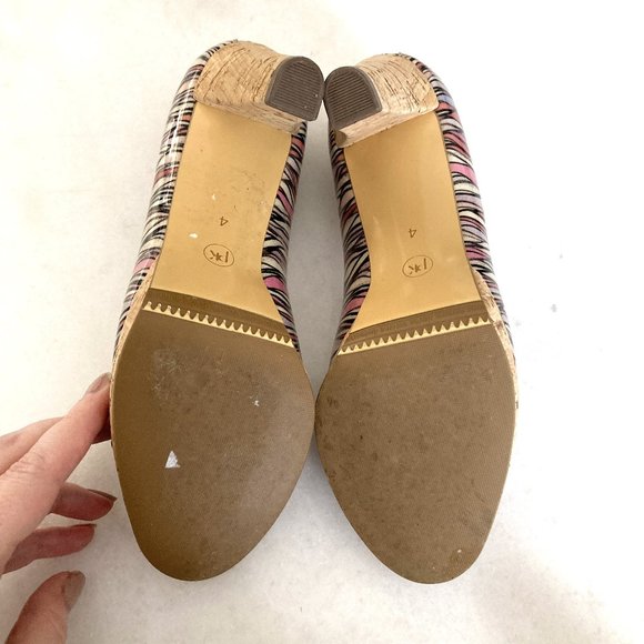 Peter Kaiser cork pumps, peep toe high heel shoes, pink, purple, white, black - Picture 5 of 8